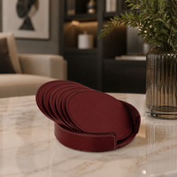 Sous-verre rond avec support en cuir, lot de 6, cadeau pour la nouvelle maison, sous-verre de 10 cm de diamètre, de la marque Water Masks