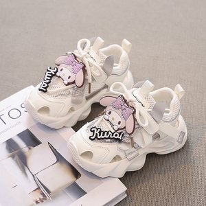 Sandalias de malla para niñas Kurai, transpirables, antideslizantes, planas, con tiras, para la playa, estilo veraniego para estudiantes - Product Image 1