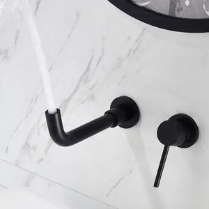 ก๊อกน้ำติดผนังแบบซ่อนสีดำด้าน ยี่ห้อ Wayon พร้อมมือจับแบบเข็ม สำหรับห้องน้ำหินอ่อนสีขาว - Product Image 4