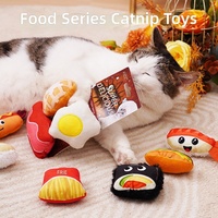Set Mainan Kucing Plush Bertema Makanan Catnip Impor, Mainan Gigit & Kunyah untuk Hiburan Mandiri, Penghilang Kebosanan, Mainan Hewan Peliharaan