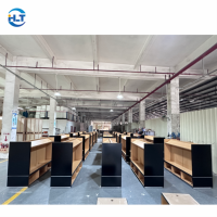 Présentoirs d'îlot détachables, durables et écologiques en grain de bois pour cigares, avec éclairage LED, pour l'aménagement intérieur de magasins de tabac
