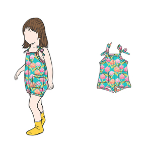 Ga-11 Mono de verano ajustable con tirantes para niñas pequeñas, con bolsillos, estilo Hawaiano, floral, de punto de bambú y algodón, con broches a media pantorrilla - Product Image 6