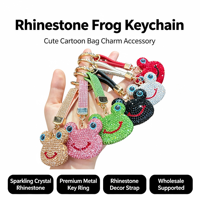 Porte-clés en alliage en forme de grenouille mignon, très tendance, avec strass étincelants, pendentif pour sac à main de femme pour les trajets quotidiens