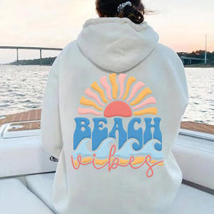 定制连帽衫棉落肩套头衫街头风格宽松合身毛衣500 Gsm连帽衫定制3D粉扑印花连帽衫 - Product Image 3