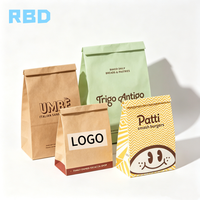 Sacs en papier SOS personnalisés imprimés, résistants à la graisse, avec logo personnalisé, en kraft blanc, fond plat, pour la livraison de nourriture