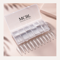 Ongles en gel souple 240 pièces transparents forme cercueil couvrance totale extensions d'ongles marque privée emballage personnalisé vente en gros fournitures de manucure