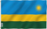 Drapeau du Rwanda 3x5 pieds - Couleurs vives et résistant à la décoloration - Double couture - Drapeaux de la République du Rwanda en polyester avec œillets en laiton