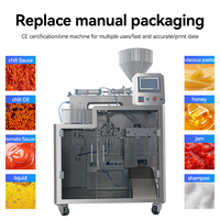 Machine d'emballage entièrement automatique pour sachets préformés, type horizontal, pour le remplissage et la fermeture de pâtes visqueuses, d'huile de piment, de shampoing et de liquides