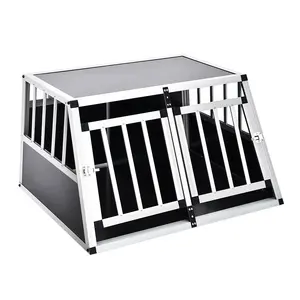 Durable Portable Lightweight MDF And Aluminum Material Double Door Pet Dog Cage