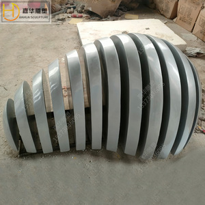 Fiberglass Cut <b>Stone</b> Sculpture Irregular Metallic Finish Weather Resistant Garden Ornament Freestanding <b>Landscape</b> Decor - Product Image 1