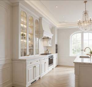 Smart LED Light Integrated Kitchen Cabinets High Gloss <b>Acrylic</b> With Soft Closing Drawers Custom Size for Villa Factory Direct - Product Image 2