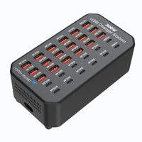 Hub USB-C de 30 Puertos con Salida Real de 300W (12C+18A) para Sala de Conferencias, Distribución Dinámica de Energía, Detección Automática, IC Inteligente