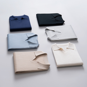 <span class=keywords><strong>T</strong></span>-<span class=keywords><strong>shirt</strong></span> da Uomo in Cashmere e Seta con Colletto a Gabbiano, <span class=keywords><strong>Produzione</strong></span> Personalizzata all'Ingrosso e al Dettaglio, Moda di Alta Gamma, 18GG 190g - Product Image 6