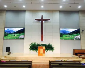 Tela LED de ferro para decoração de altar frontal de igreja Tela LED quadrada P3.91 Parede de vídeo LED para interior 2 anos 4 metros