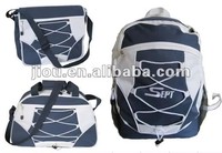 Sac polochon en nylon bleu et blanc avec fermeture à glissière unisexe grand fourre-tout de sport et de voyage à la mode motif de lettres