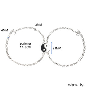 Bracelet universel en acier inoxydable bicolore Yin <span class=keywords><strong>Yang</strong></span> Tai Chi pour couple, vente en gros, idéal pour les cadeaux de festival - Product Image 6
