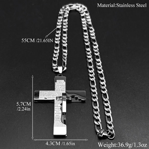 Colar Masculino Exclusivo de Aço Inoxidável com Cruz, Corrente Figaro, Crucifixo Cristão Católico, Joia Masculina de Fé. - Product Image 5