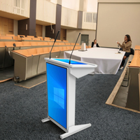 Usine meilleur prix éducatif sol debout multimédia pupitre numérique intelligent podium et microphone sans fil
