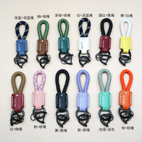 Porte-clés de voiture en cuir véritable fait main, cordon tressé, pendentif personnalisable avec logo, lanière anti-perte