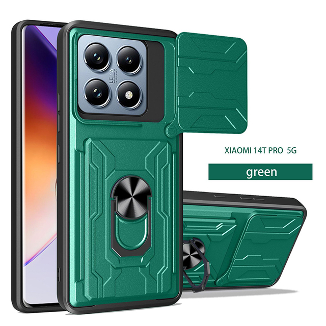 Hot Selling Quality for Xiaomi 14T Pro Anti-Shock Phone Cover TPU PC Hybrid Metal Ring Kickstand Case
