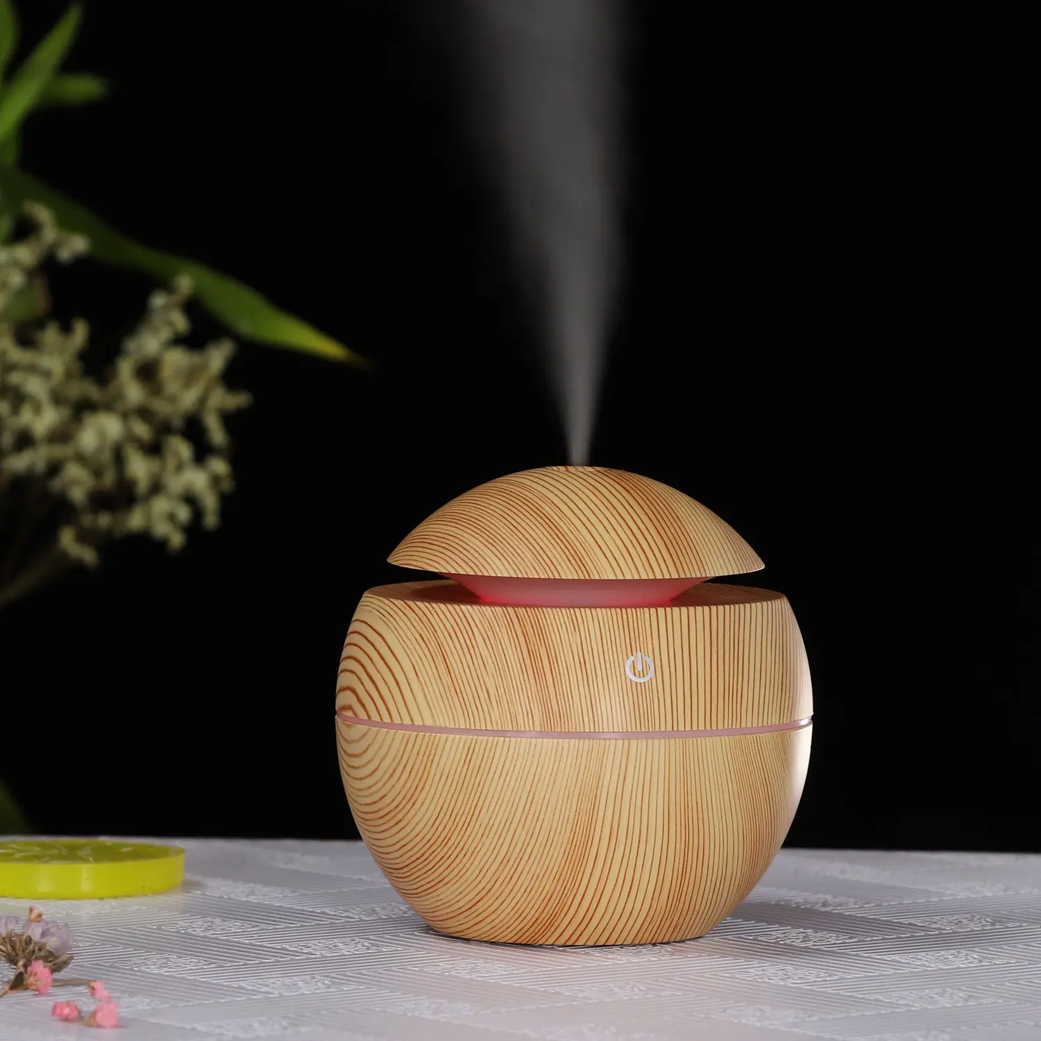 Minihumidificador de aire eléctrico con USB, difusor de aroma de grano de madera para el hogar, niebla fría de aceite ultrasónico, 200ml