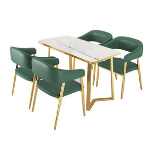 Conjunto de Mesa y Sillas de Sofá para Restaurante Comercial, Mesa Impermeable con Patrón de Mármol, Sofá con Asiento en Forma de U para Bistro y Cafetería - Product Image 6