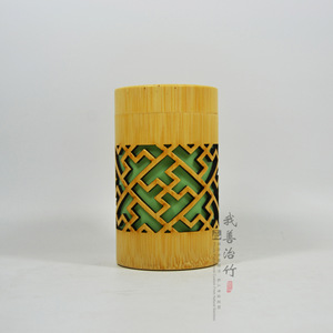 Bamboo Tea Caddy Hollowed Out With Wooden Lid For Tea Packaging Gift Craft Chongqing Made - Product Image 5