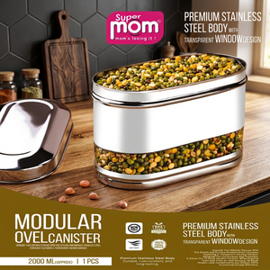 Anax Modern Design Stainless Steel Cylinder <b>Food</b> Storage <b>Container</b> <b>Metal</b> Lid Airtight Moisture-Proof 2000 ML Capacity for - Product Image 2
