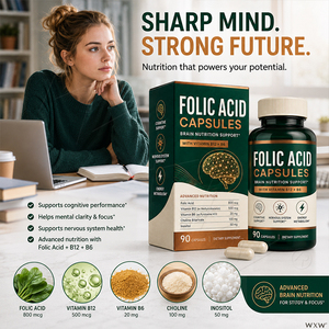 Cápsulas <span class=keywords><strong>de</strong></span> <span class=keywords><strong>Complejo</strong></span> Multivitamínico <span class=keywords><strong>B</strong></span> al por Mayor, Ácido Fólico, VB6, VB12, Colina, Inositol, Suplemento Nutricional Diario para el Equilibrio Mental y Corporal - Product Image 4
