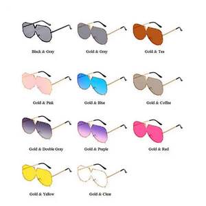 Gafas de Sol de Moda Vintage 2021 para Mujer, Montura Metálica, Lentes Degradadas, Protección UV400, Lentes de Una Pieza Extra Grandes - Product Image 6