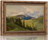 Vintage Goldgerahmte Schneedal-Landschaft Wandkunst Ländliche Natur Druck OEM ODM Muster in Halbtage Lieferbar