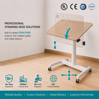 Bureau d'école mobile pliable en métal moderne avec ressort à gaz réglable en hauteur, bureau debout pour étudiants avec roulettes pour salle de classe