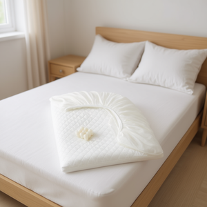 Funda de colchón acolchada de algodón, colchoneta blanca transpirable lavable a máquina para el hogar, para todas las estaciones, estilo minimalista para adultos - Product Image 2