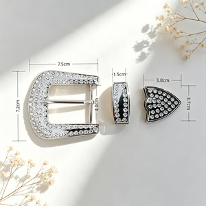 Boucle de ceinture western 27 mm en argent brillant gravée motif floral papillon, ensemble de 3 boucles à ardillon moulées sous pression pour accessoires de ceinture en cuir - Product Image 6
