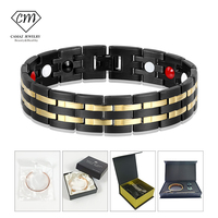 Bracelet d'énergie quantique en acier inoxydable 316L CAMAZ, thérapie magnétique, améliore le sommeil pour les soins de santé