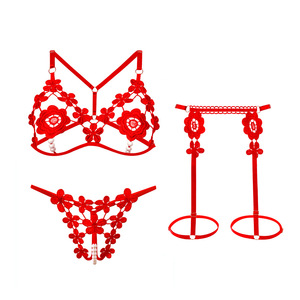 Completo Intimo Floreale in Pizzo da Donna, Reggiseno e Culotte Trasparenti con Bretelle, Lingerie <span class=keywords><strong>Sexy</strong></span>, Biancheria Intima Romantica e alla Moda - Product Image 6