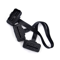 Cable Extensor OBD Plano y Delgado de 16 Pines, Conector Divisor en Y de 16 Pines ELM327 Macho a Doble Hembra, Cable de Extensión OBDII