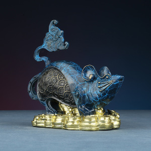 Adorno de rata de la suerte, decoración del zodiaco azul para el Año Nuevo Chino, decoración para el hogar y la oficina - Product Image 1