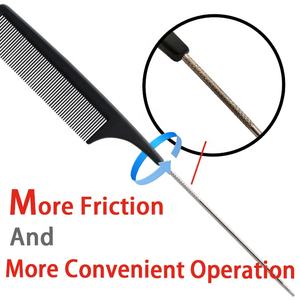 Pettine dei capelli della coda del ratto del perno del barbiere della fibra del carbonio del salone di calore all'ingrosso di alta qualità - Product Image 4