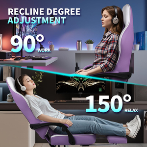 Silla Gaming con Reposapiés Ergonómica Gamingstoel PC Silla con Reposacabezas Soporte Lumbar, Cuero PU Altura Ajustable 360 ° Giratorio - Product Image 6