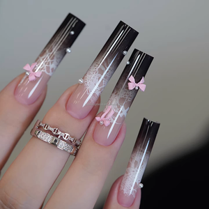 <span class=keywords><strong>Uñas</strong></span> Postizas Hechas a Mano, Forma Ataúd Mediana, Color Rosa Nude, con Contorno de Corazón Blanco y Diseño de <span class=keywords><strong>Punta</strong></span> Francesa, <span class=keywords><strong>Uñas</strong></span> Acrílicas - Product Image 5