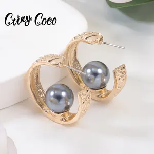 Cring CoCo Cheap Holiday Simple Black Pearl Shaped Hoop Earrings Hawaiian Earrings Polynesian Jewelry For Women