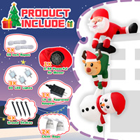 Décoration de jardin de Noël LED de 8 pieds, Père Noël tirant un renne, bonhomme de neige, accessoires gonflables en polyester, ornement de Noël