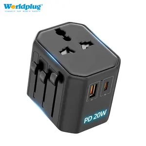 Worldplug Multipurpose Plug Socket USB Charger Universal International Travel Power Adapter with USB and Type-C