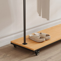 Porte-vêtements sur pied en fer noir avec étagère et roulettes, modèle 3-12, démontable et assemblable