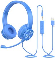 Headphone ENC Peredam Kebisingan Berkabel USB-A USB-C untuk Kantor, Pengurangan Kebisingan 96%, Headset Tahan Air IPX-3, Speaker On-Ear 40mm