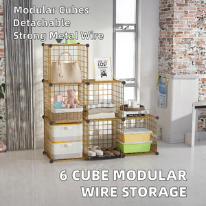 Organizador de Almacenamiento de Alambre con 6 <span class=keywords><strong>Cubos</strong></span> - Estantes Modulares Metálicos en Forma de C, Ideal para Armarios y Salas de Estar - Product Image 6