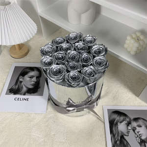 Grosir disesuaikan kualitas tinggi alami selamanya mawar abadi kotak mawar yang diawetkan dalam kotak bulat bunga - Product Image 5