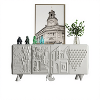 Aparador de Madera de Estilo Italiano de Lujo Ligero, Estilo Francés, Arte en Relieve de Alta Gama, Almacenamiento para el Recibidor, Sala de Estar, Montado en la Pared
