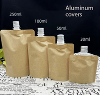 Sachet Doypack en papier kraft avec bec verseur, étanche et portable, pour shampoing, nettoyant visage et cosmétiques de voyage, vente en gros